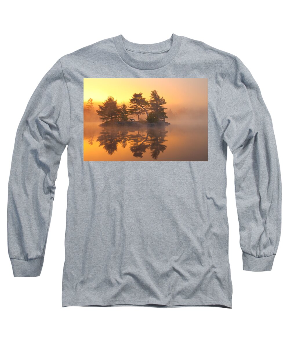 Autumn Long Sleeve T-Shirt featuring the photograph Misty Island Sunrise by Irwin Barrett