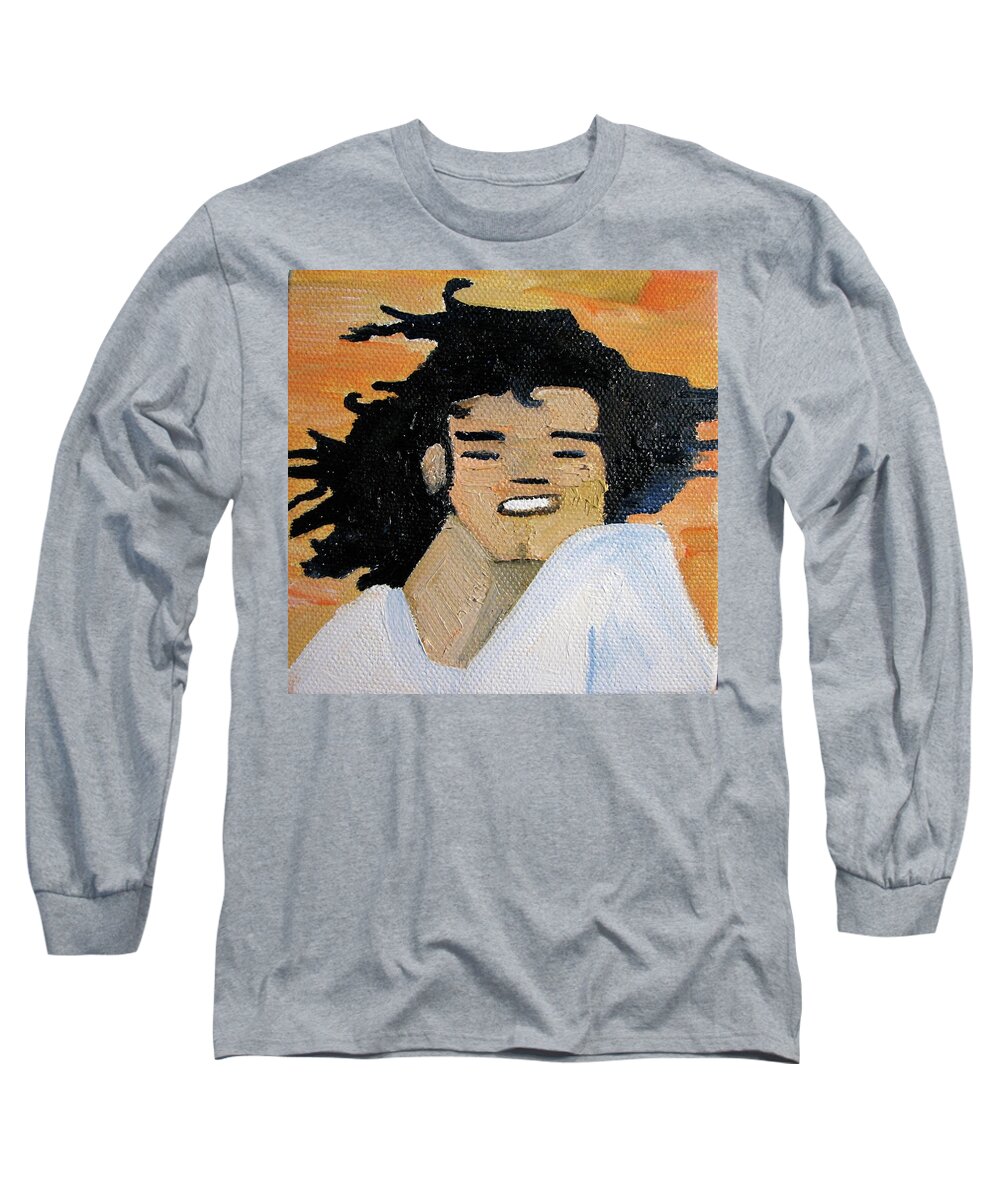 Michael Jackson Long Sleeve T-Shirt featuring the painting Mj one of five number one by Patricia Arroyo