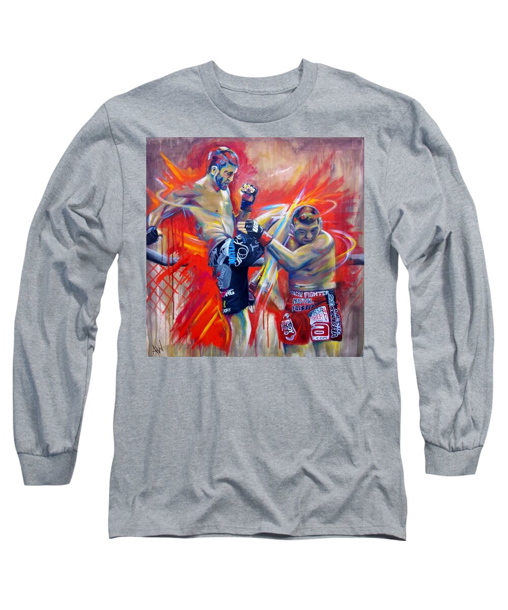 Mma Long Sleeve T-Shirt featuring the painting MMA by Angie Wright