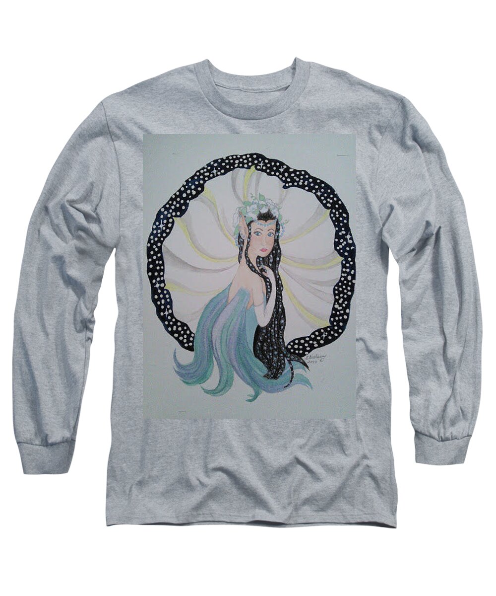 Fairy Long Sleeve T-Shirt featuring the painting Moon Flower Fairy by Susan Nielsen