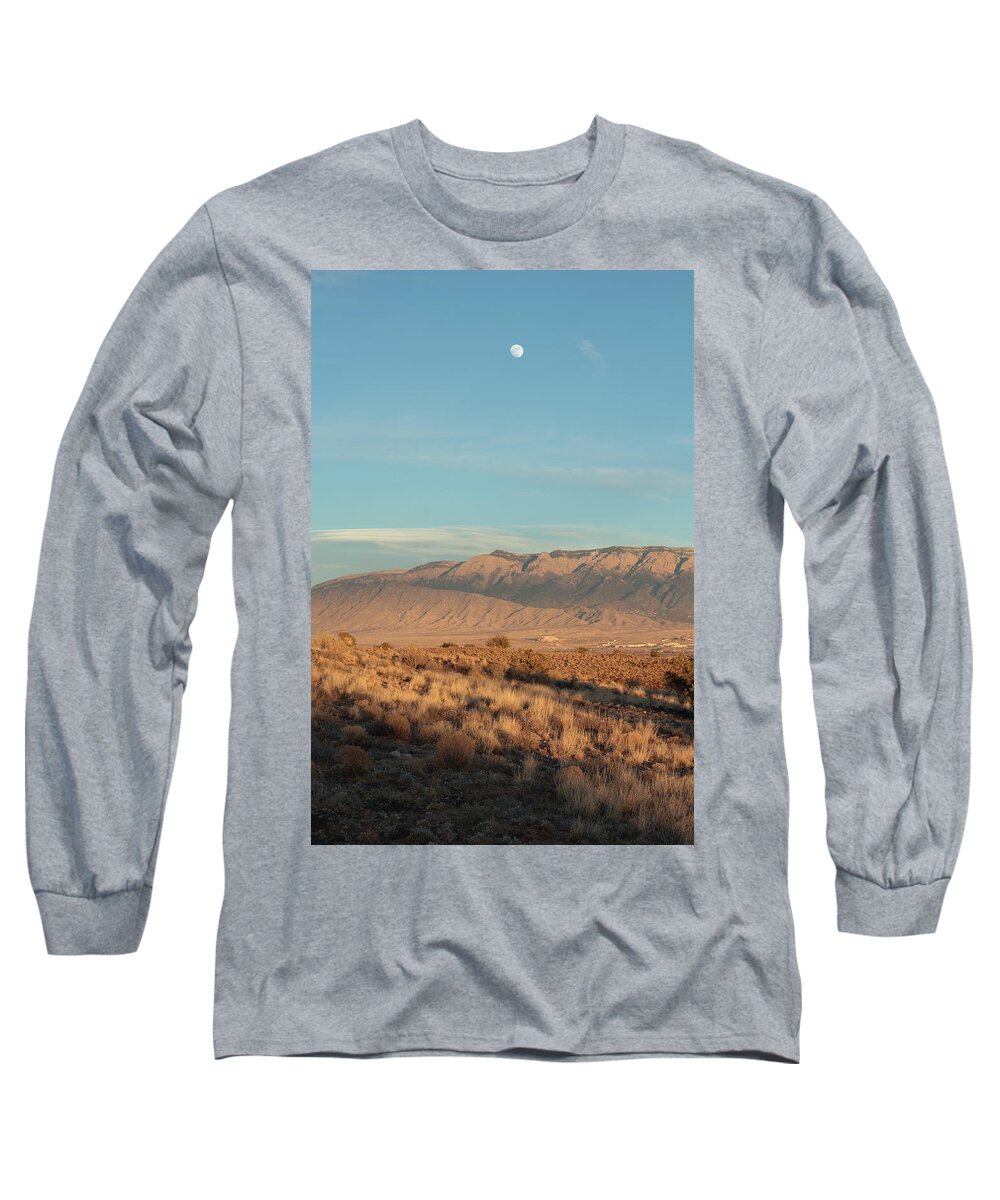 Moon Long Sleeve T-Shirt featuring the photograph Moon Over Sandia by David Diaz