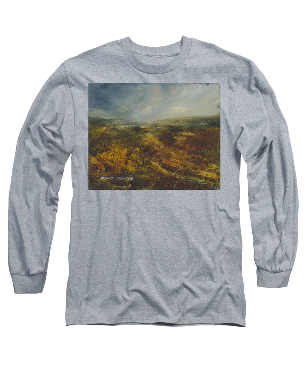 Moorland Long Sleeve T-Shirt featuring the painting Moorland 71 by David Ladmore