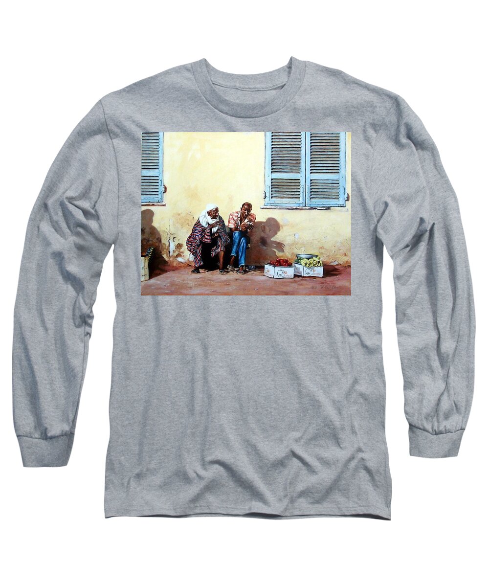 Vendors Long Sleeve T-Shirt featuring the painting Morocco by Tim Johnson