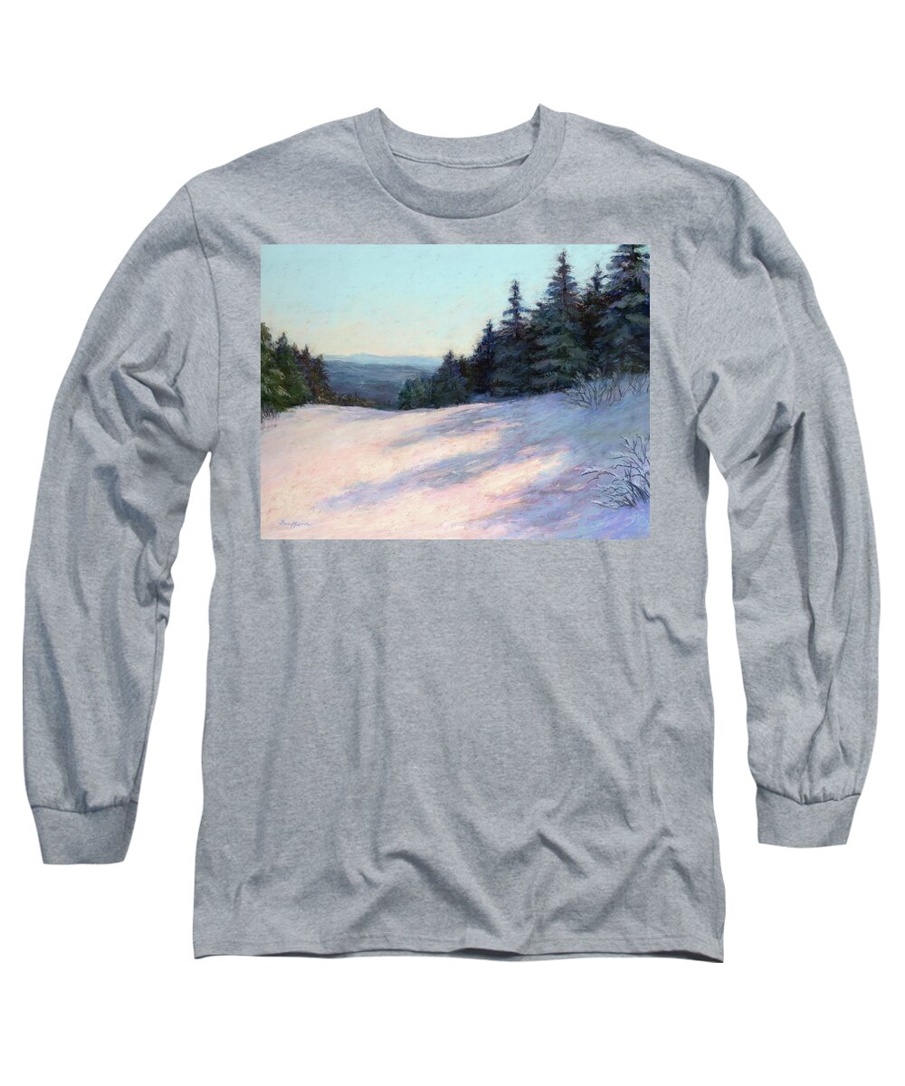 Skiing Long Sleeve T-Shirt featuring the painting Mountain Stillness by Vikki Bouffard