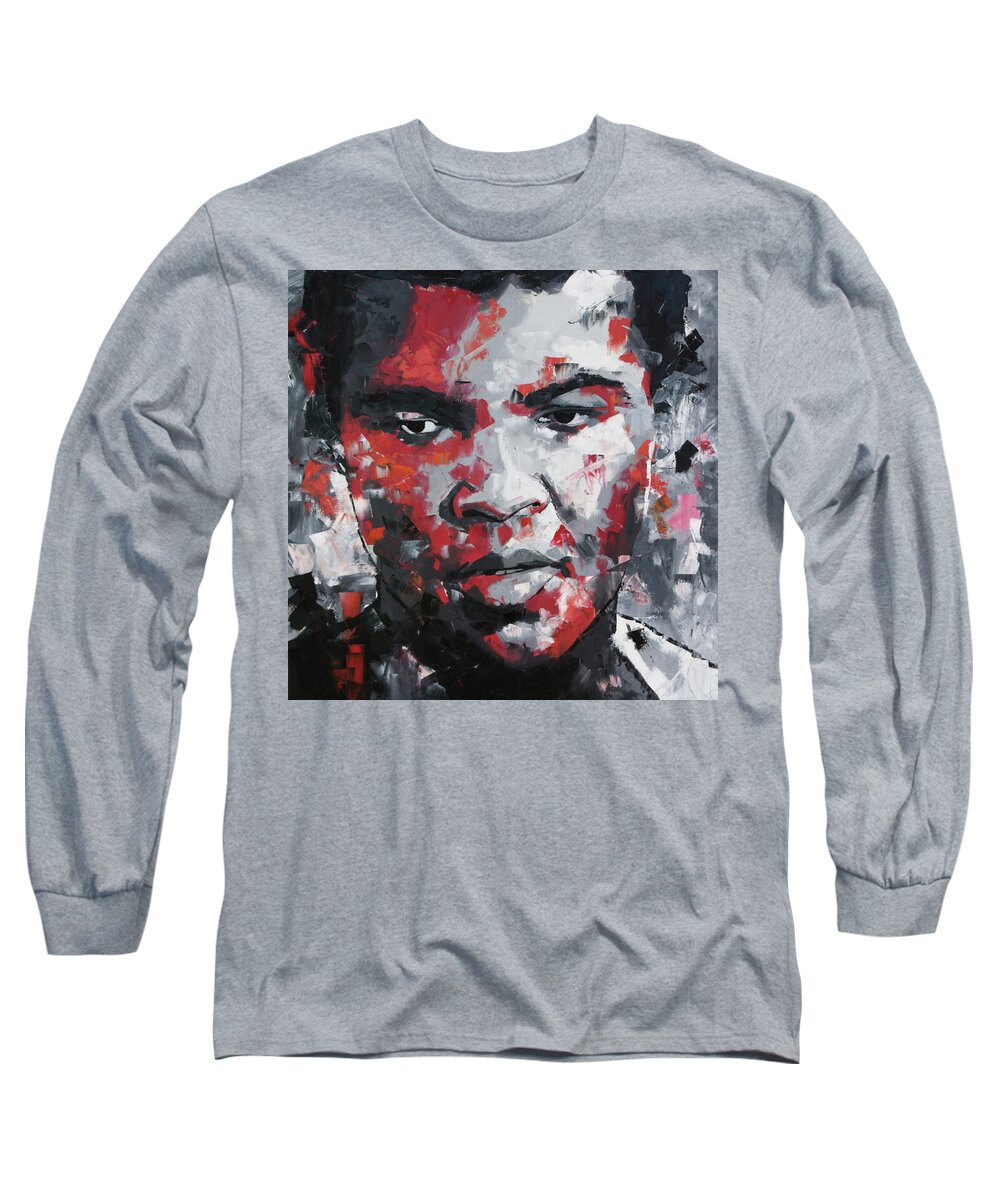 Muhammad Ali Long Sleeve T-Shirt featuring the painting Muhammad Ali II by Richard Day