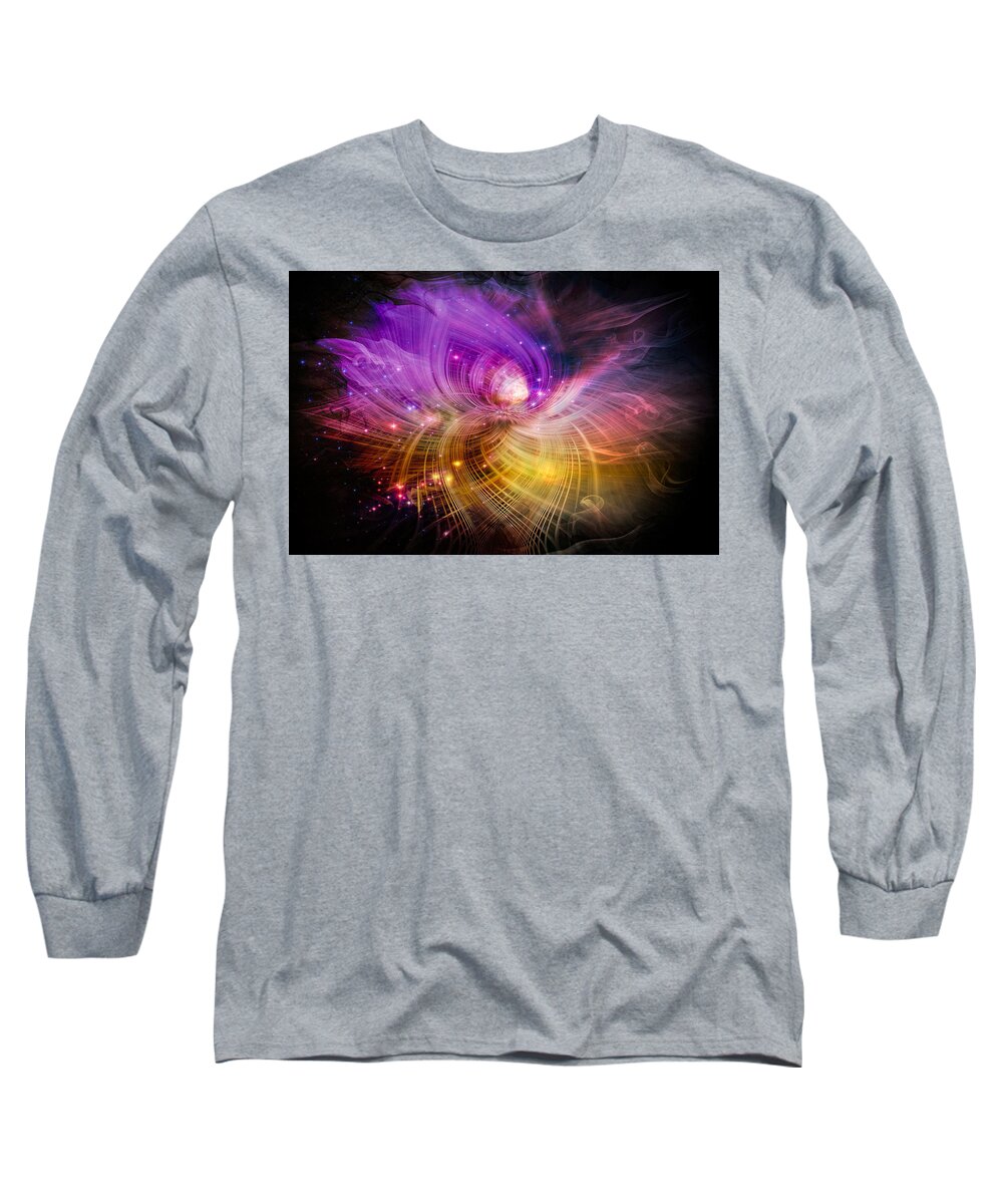 Abstract Long Sleeve T-Shirt featuring the digital art Music From Heaven by Carolyn Marshall