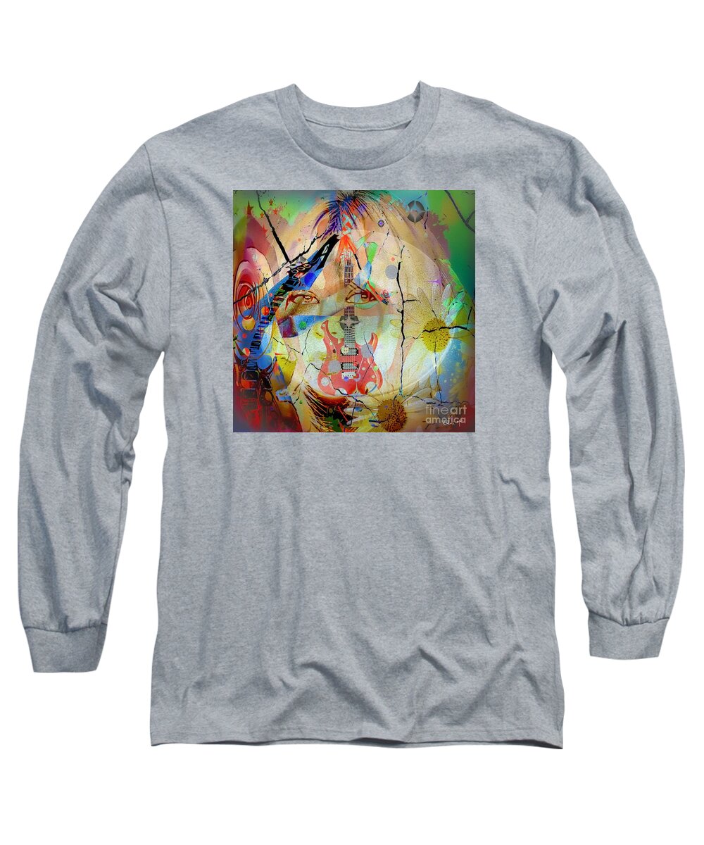 Abstract Long Sleeve T-Shirt featuring the digital art Music Girl by Eleni Synodinou