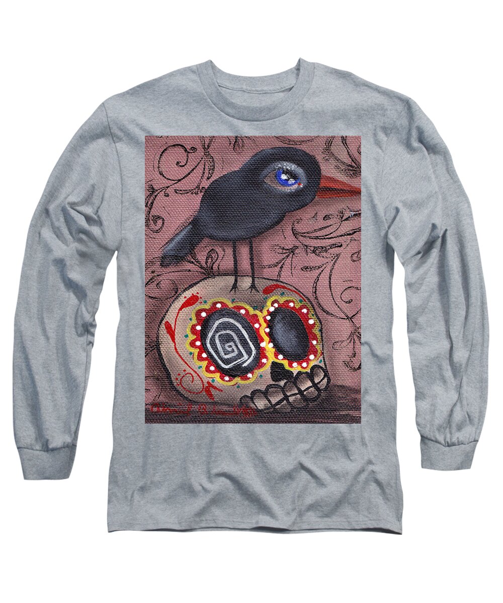 Day Of The Dead Long Sleeve T-Shirt featuring the painting My Friend by Abril Andrade