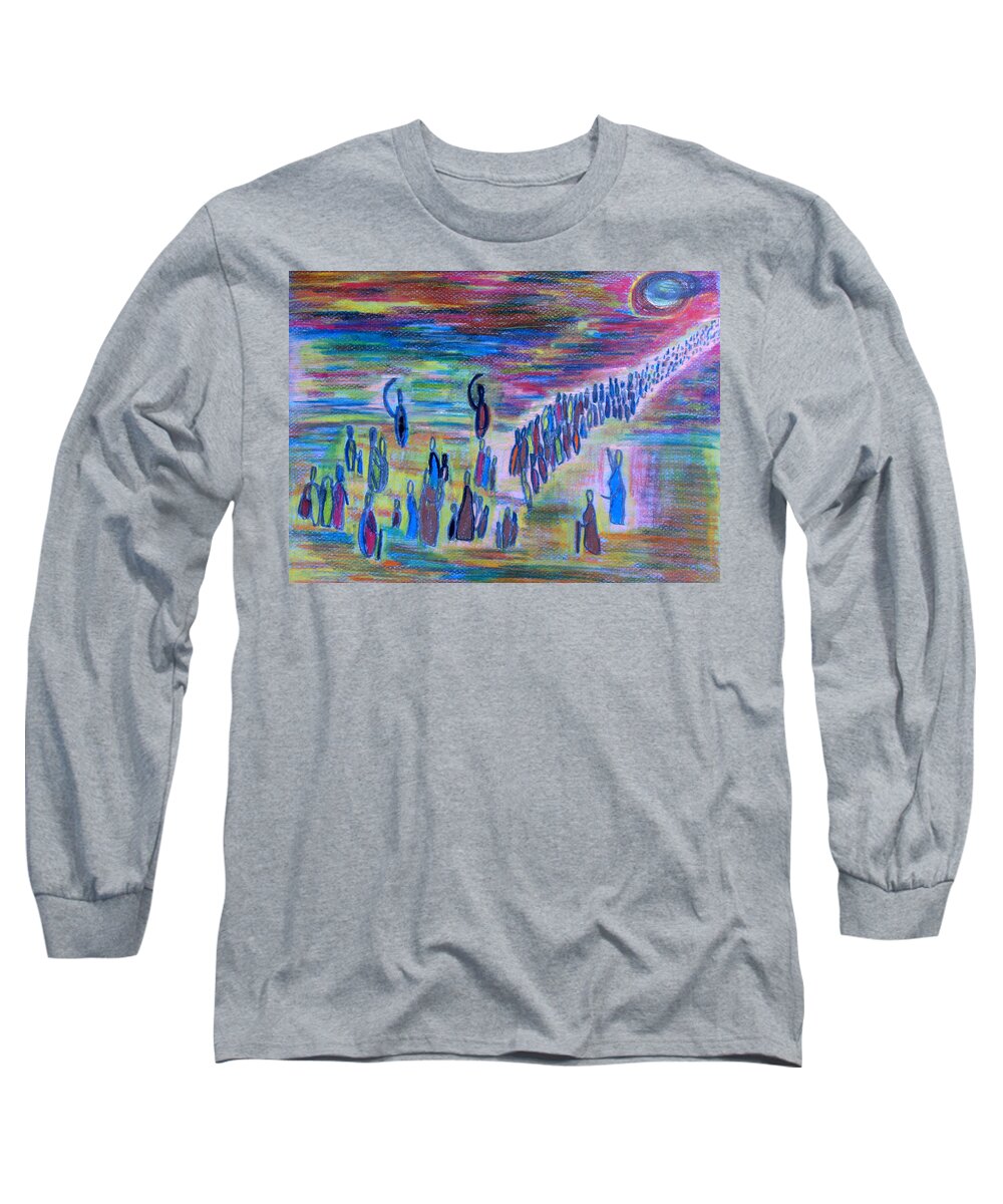 Passover Long Sleeve T-Shirt featuring the drawing My People by Vadim Levin