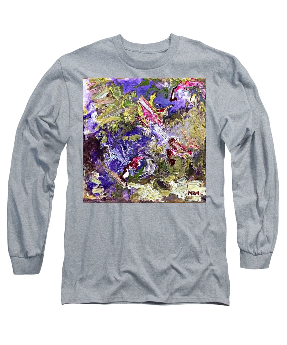 Abstract Long Sleeve T-Shirt featuring the painting My Secret Garden by Mary Mirabal