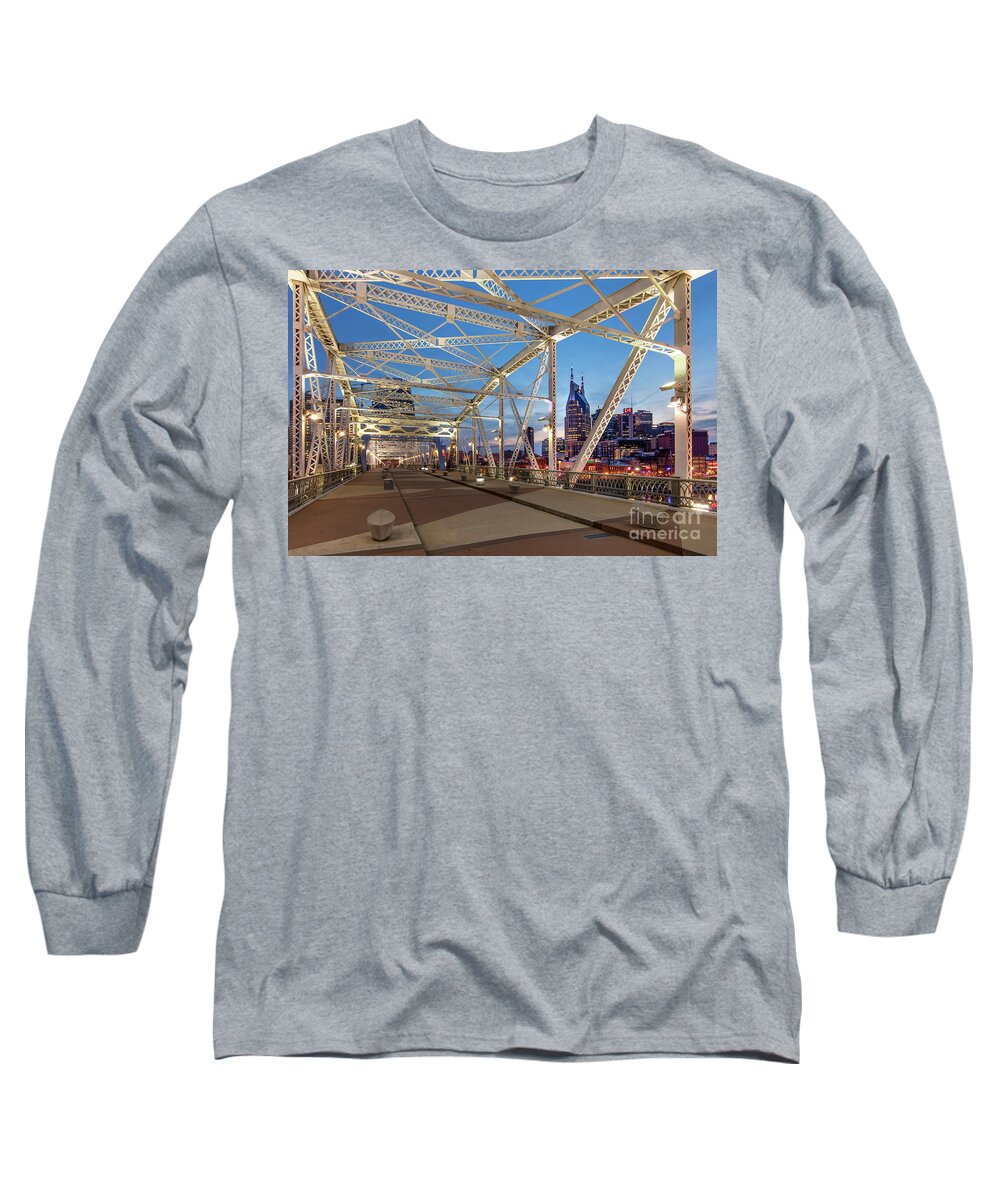Nashville Long Sleeve T-Shirt featuring the photograph Nashville Bridge by Brian Jannsen