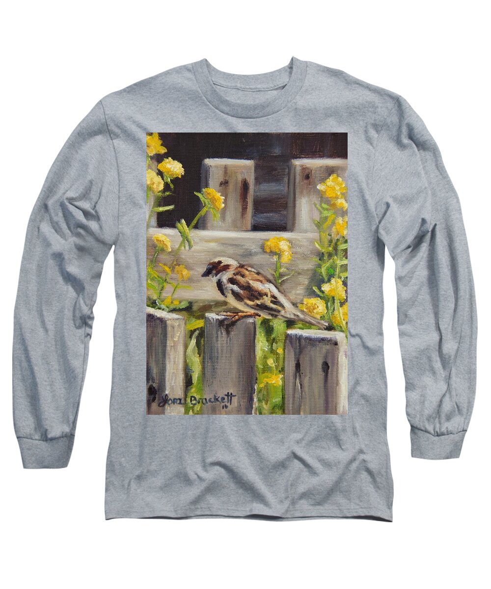 Finch Long Sleeve T-Shirt featuring the painting Nevada City Garden by Lori Brackett
