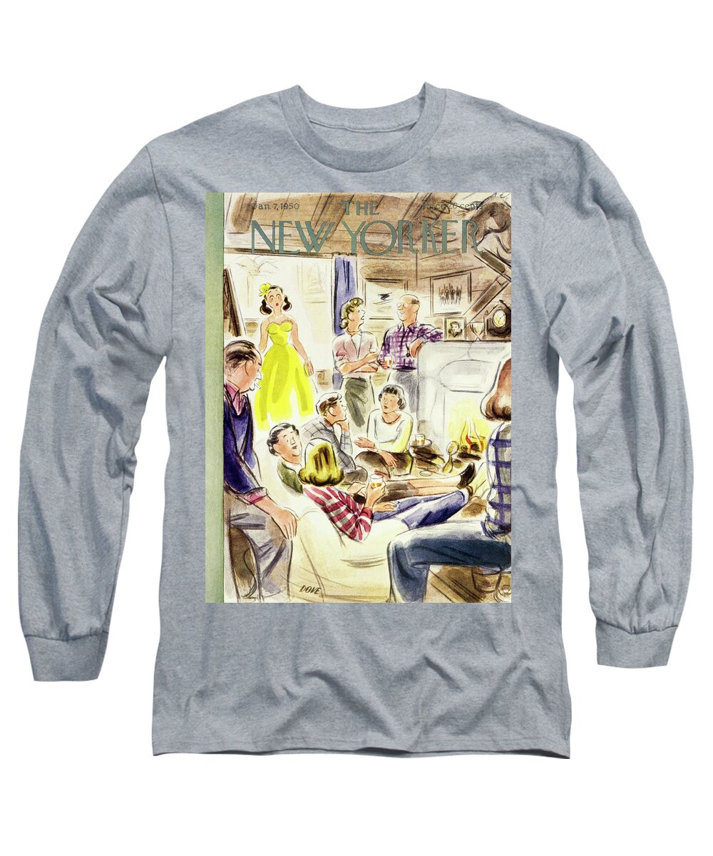 Woman Long Sleeve T-Shirt featuring the painting New Yorker January 7, 1950 by Leonard Dove