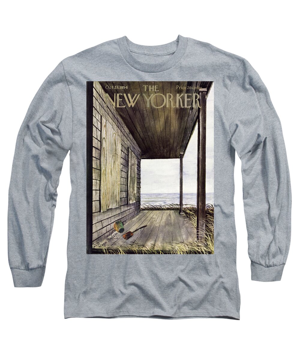 Boarded Up Long Sleeve T-Shirt featuring the painting New Yorker October 23 1954 by Roger Duvoisin