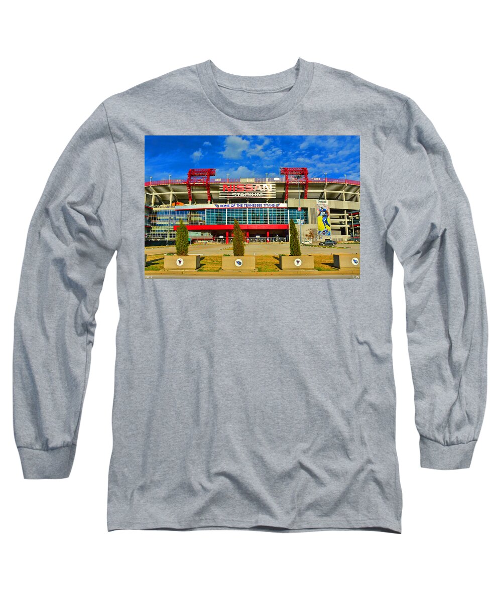 Nissan Stadium Home Of The Tennessee Titans Long Sleeve T-Shirt featuring the photograph Nissan Stadium Home Of The Tennessee Titans by Lisa Wooten