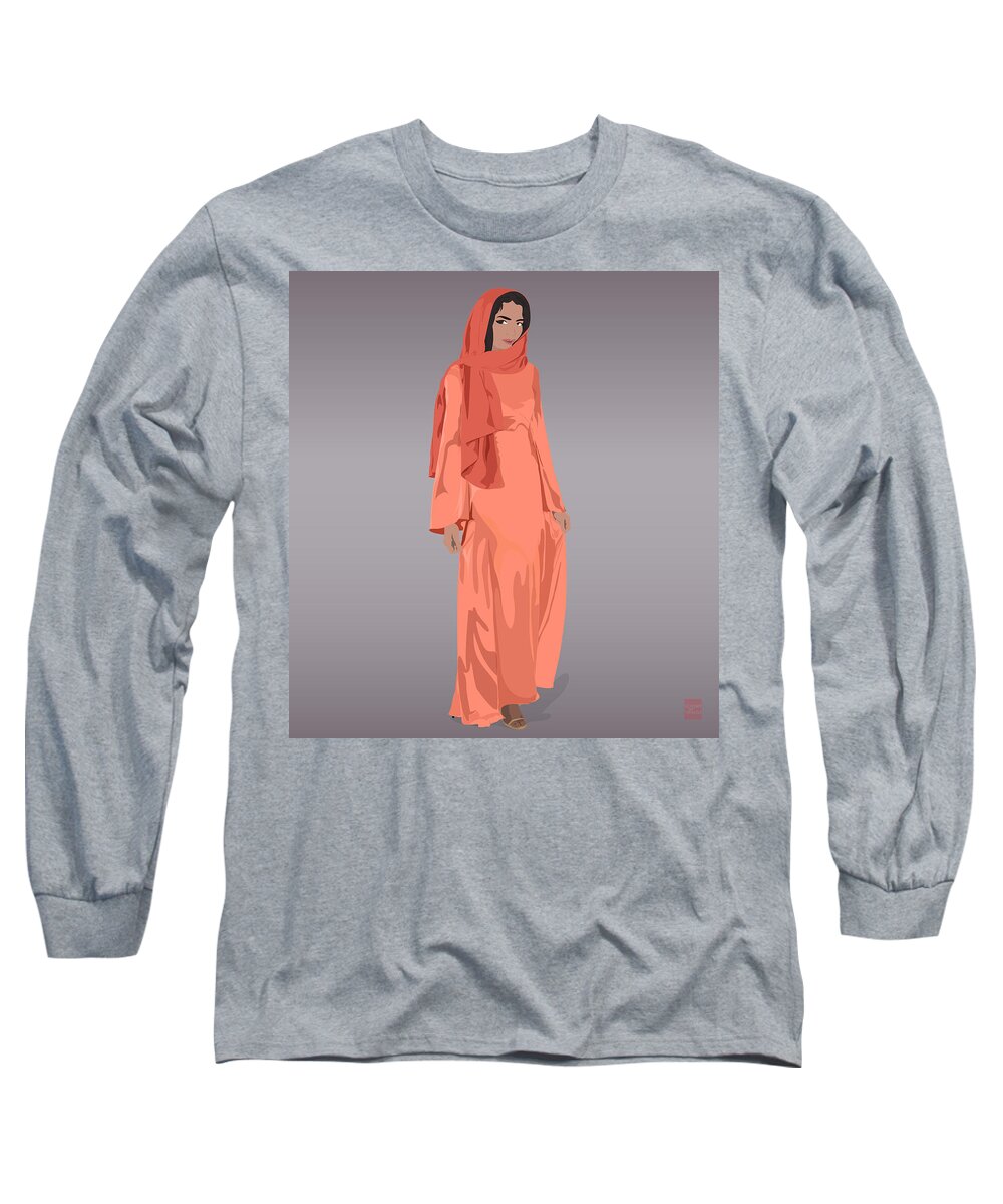 Peach Long Sleeve T-Shirt featuring the digital art NK by Scheme Of Things Graphics