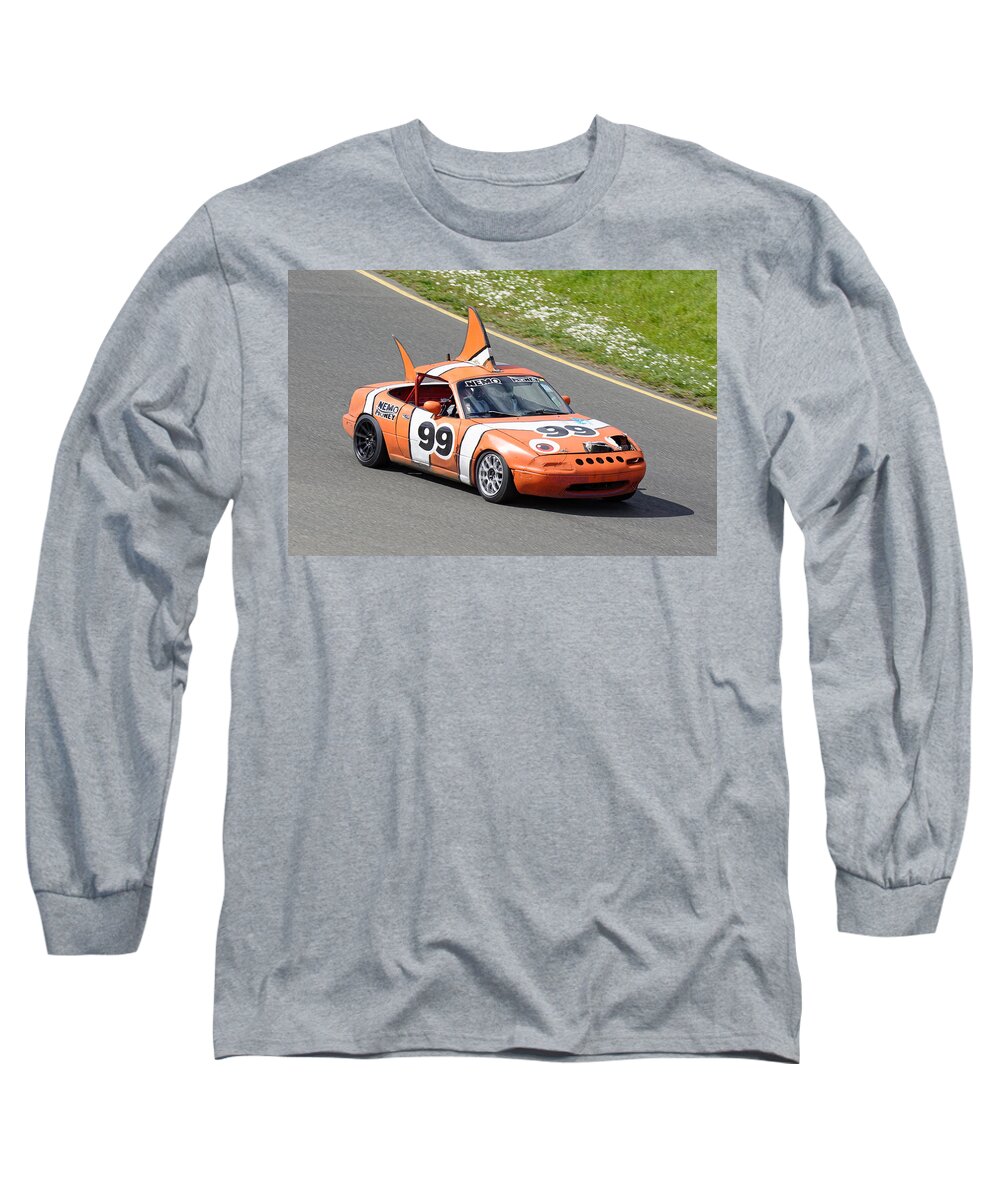 Sports Long Sleeve T-Shirt featuring the photograph Not Clowning Around -- Mazda Miata at the 24 Hours of LeMons Race in Sonoma, California by Darin Volpe