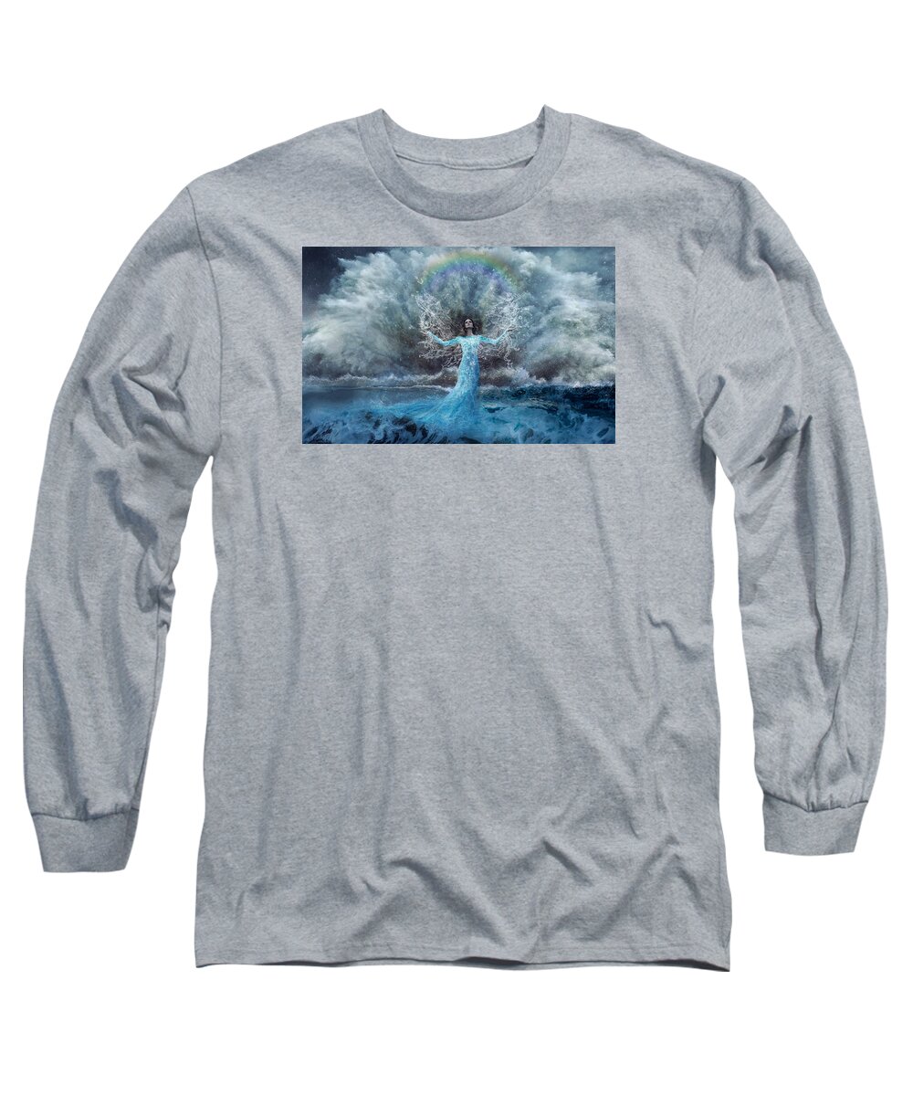 Nymph Of Water Long Sleeve T-Shirt featuring the digital art Nymph of the Water by Lilia S