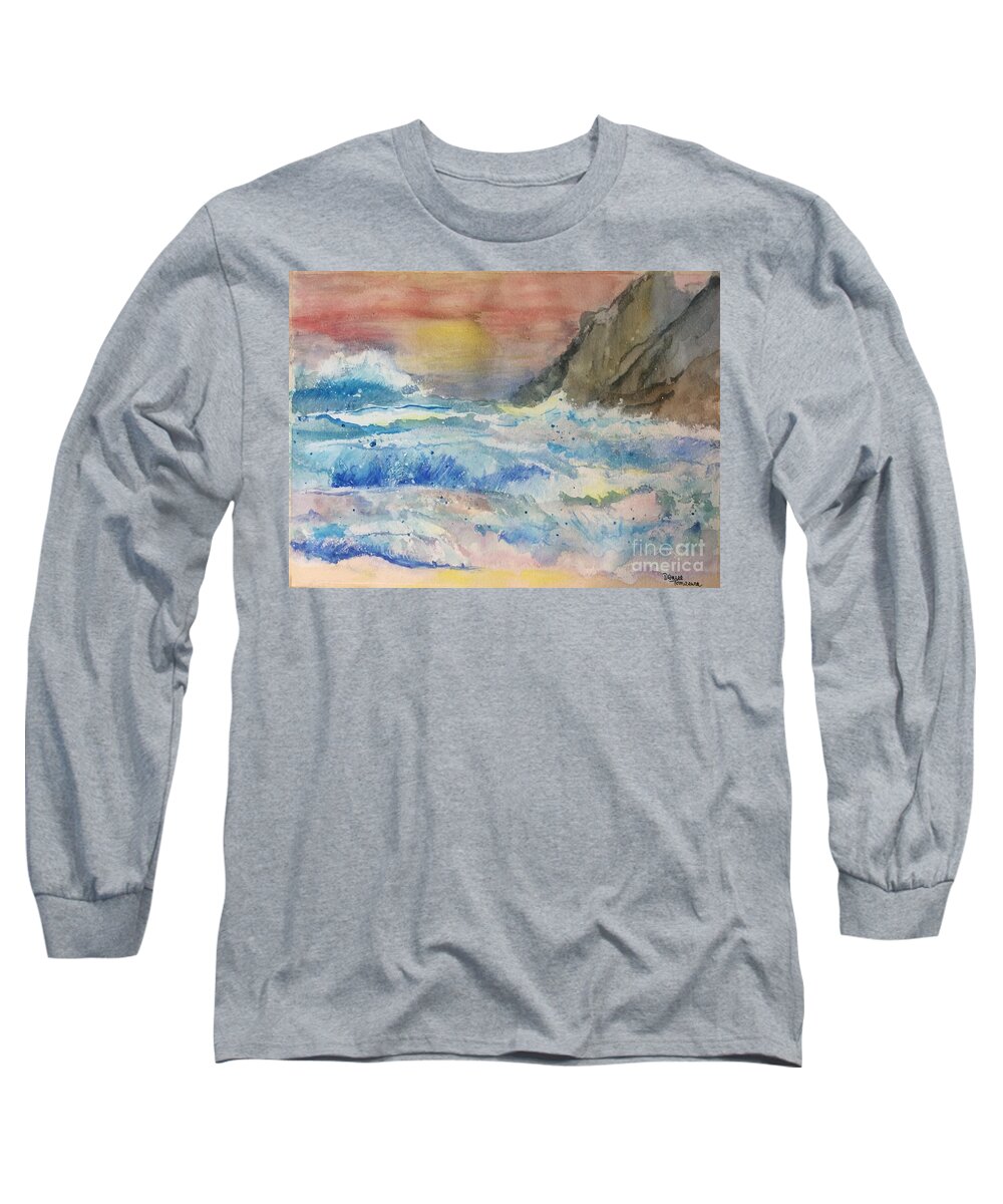 Ocean Long Sleeve T-Shirt featuring the painting Ocean Waves by Denise Tomasura