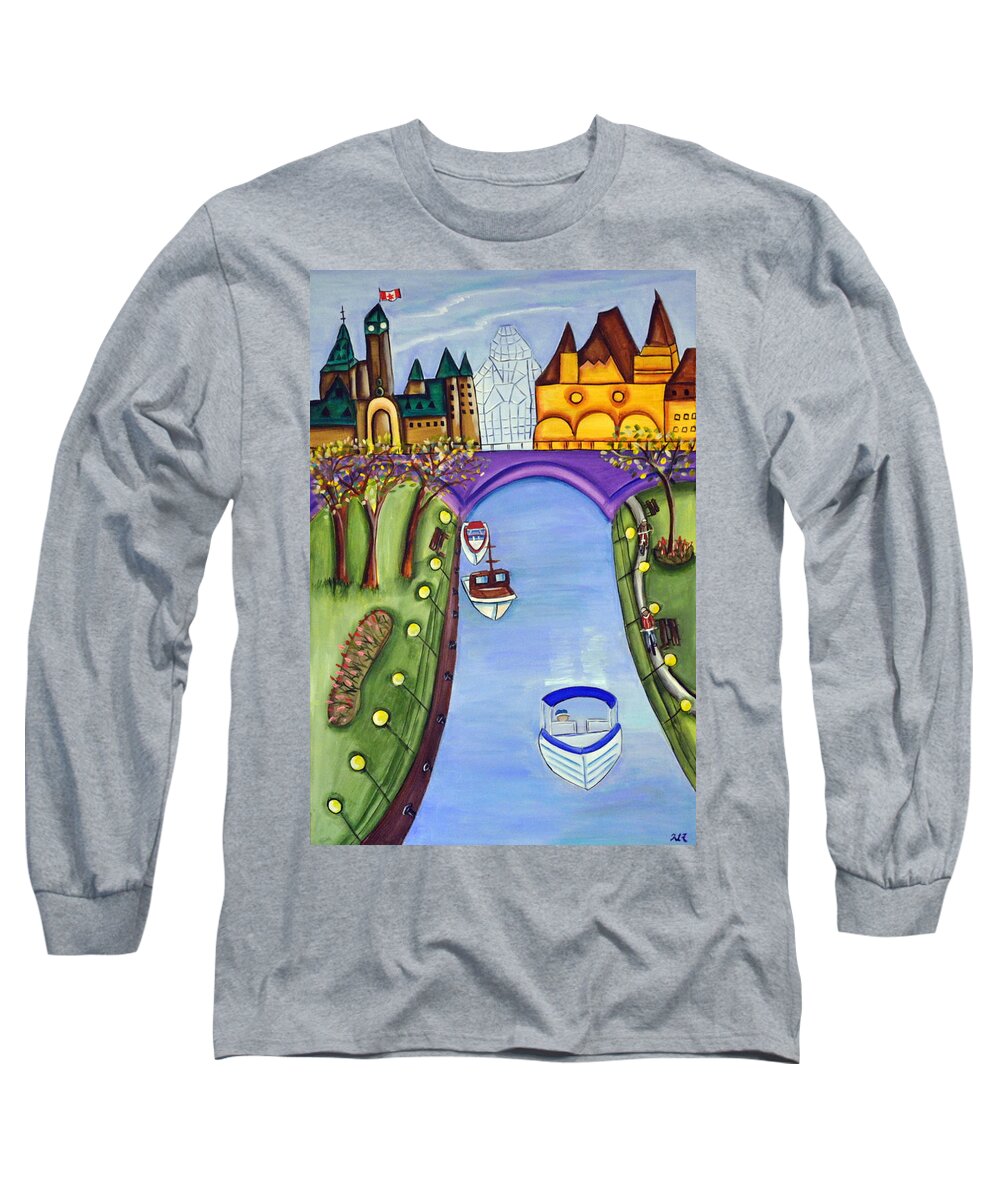 Abstract Long Sleeve T-Shirt featuring the painting Oh Canada by Heather Lovat-Fraser
