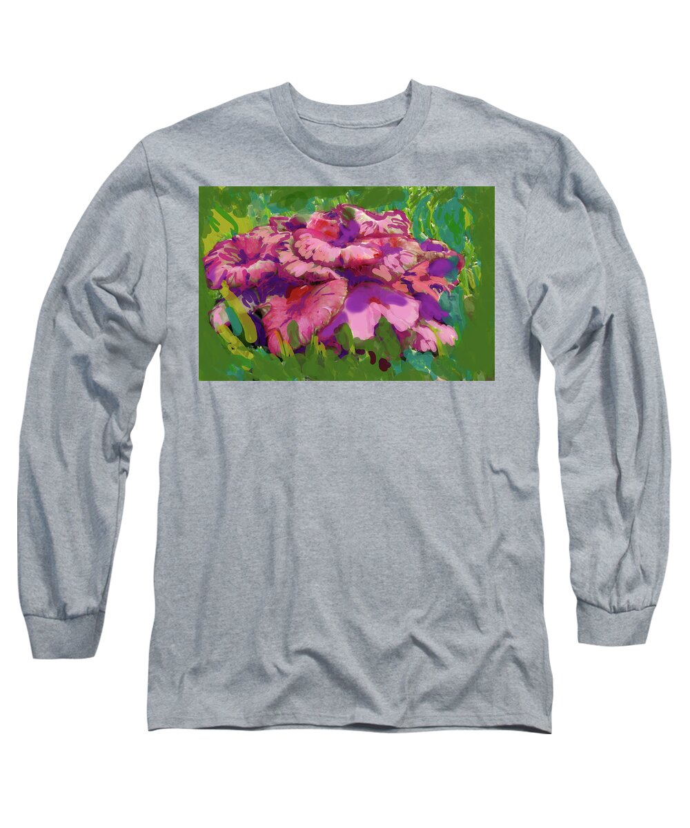 Mushrooms Long Sleeve T-Shirt featuring the digital art Oh My Mushrooms by Suzanne Udell Levinger