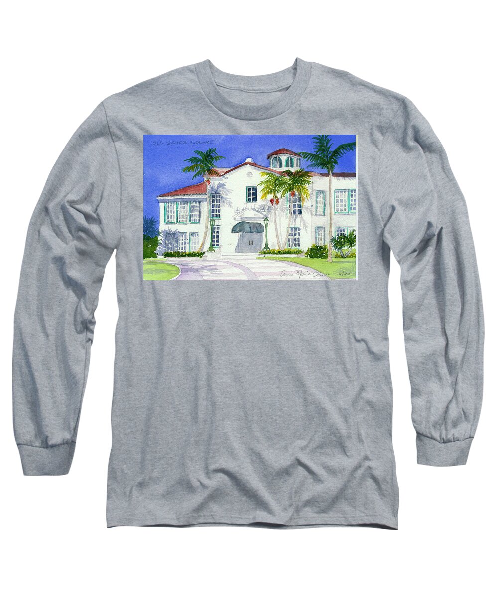 Old School Square Long Sleeve T-Shirt featuring the painting Old School Square by Anne Marie Brown