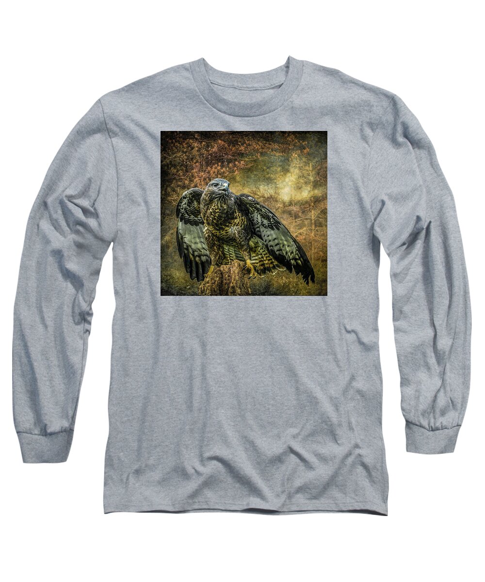 Buzzard Long Sleeve T-Shirt featuring the photograph On The Lookout by Brian Tarr