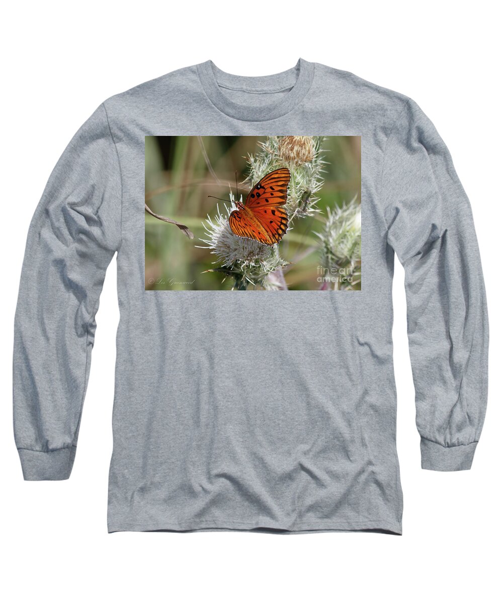 Butterfly Long Sleeve T-Shirt featuring the photograph Orange Butterfly by Les Greenwood