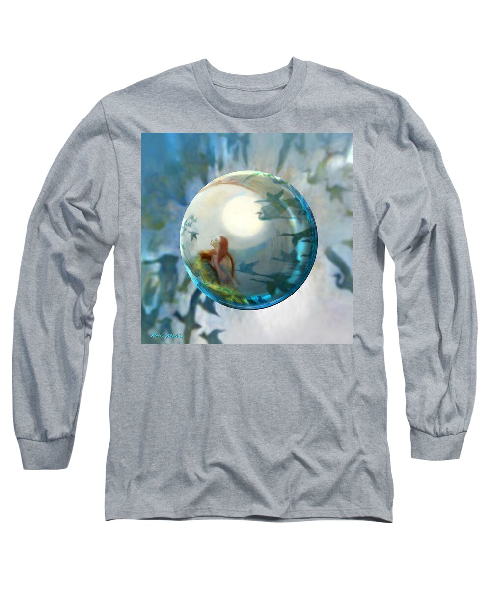 Geese Long Sleeve T-Shirt featuring the painting Orbital Flight by Robin Moline