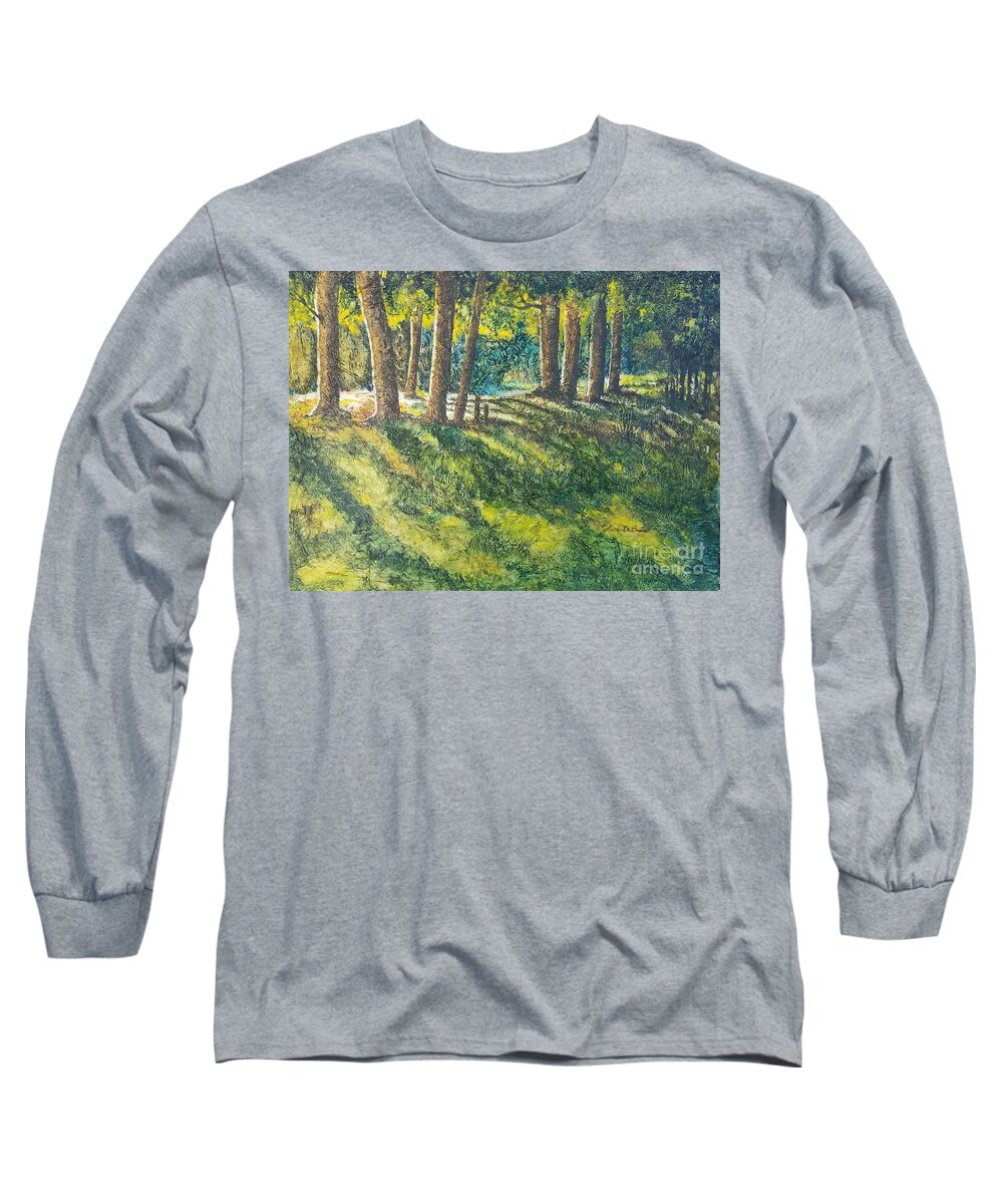 Trees Long Sleeve T-Shirt featuring the painting Natural Light by Lisa Debaets