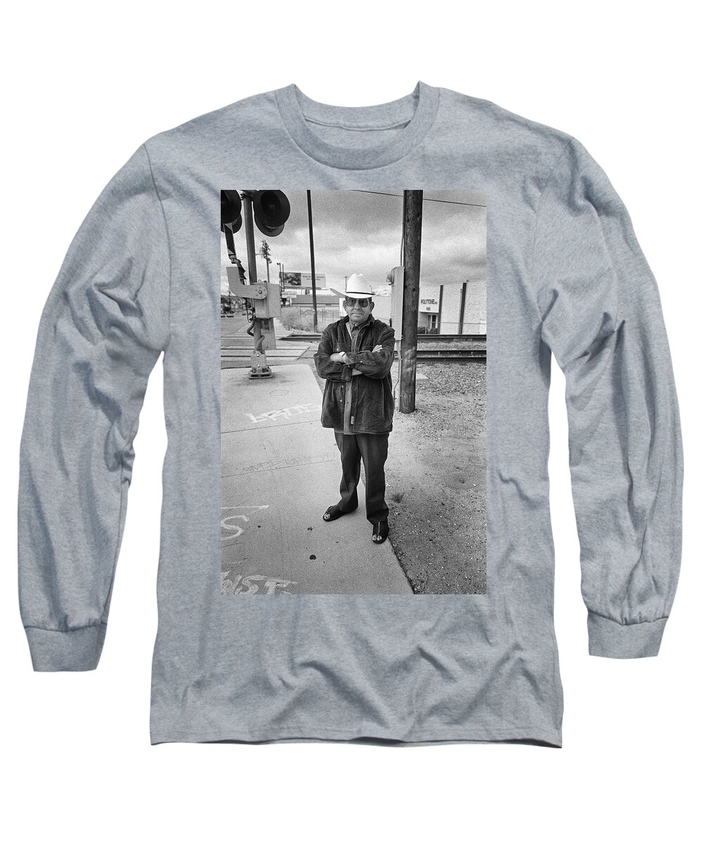 Art Long Sleeve T-Shirt featuring the photograph Out For A Walk In His Huaraches in Black and White by YoPedro