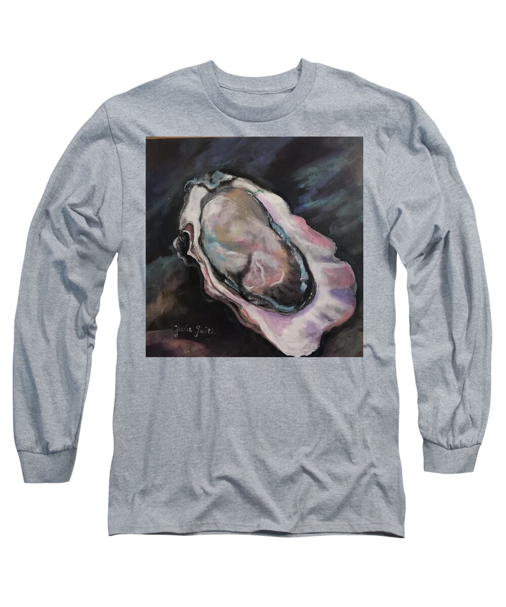 Shellfish Long Sleeve T-Shirt featuring the painting Oyster by Gloria Smith