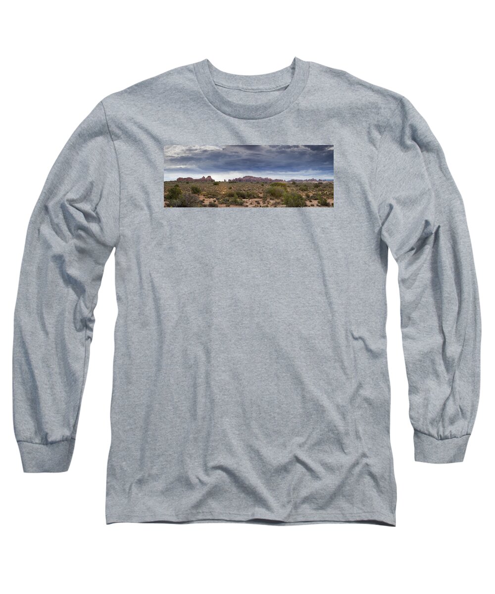 Panorama Long Sleeve T-Shirt featuring the photograph Panoramic View at Arches National Park by David Watkins