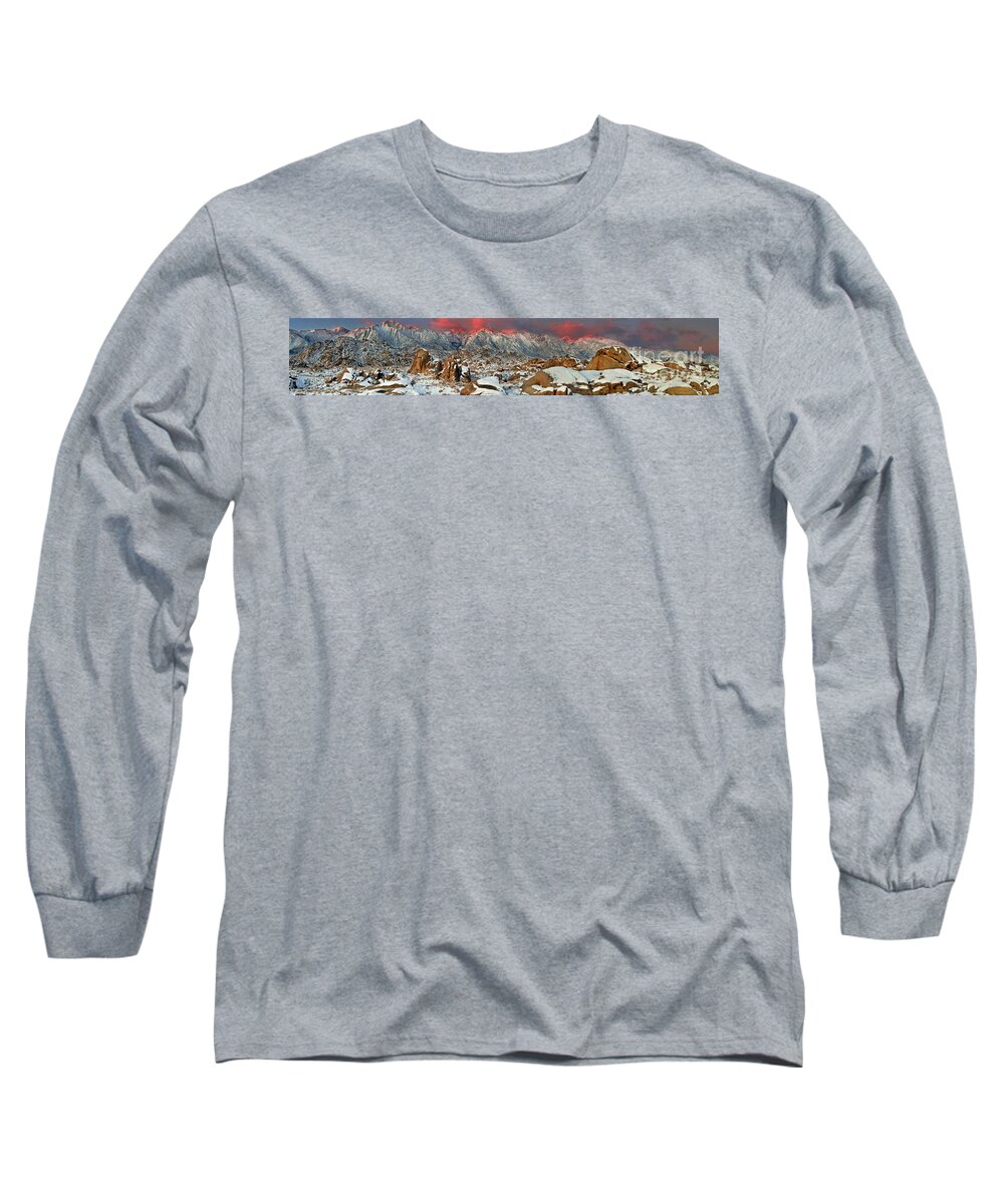 Dave Welling Long Sleeve T-Shirt featuring the photograph Panoramic Winter Sunrise Alabama Hills Eastern Sierras California by Dave Welling