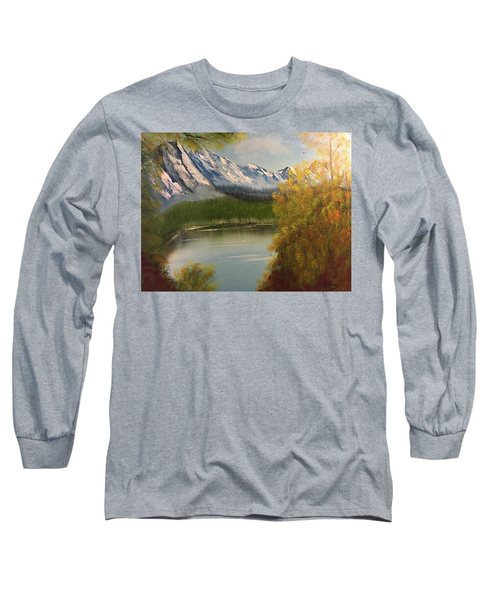 Mountain Long Sleeve T-Shirt featuring the painting Peek-a-boo Mountain by Thomas Janos