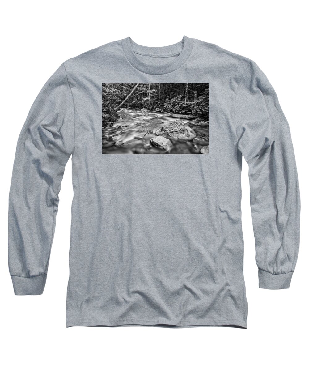 Photograph New Hampshire Long Sleeve T-Shirt featuring the photograph Pemi River Black-White by Michael Hubley