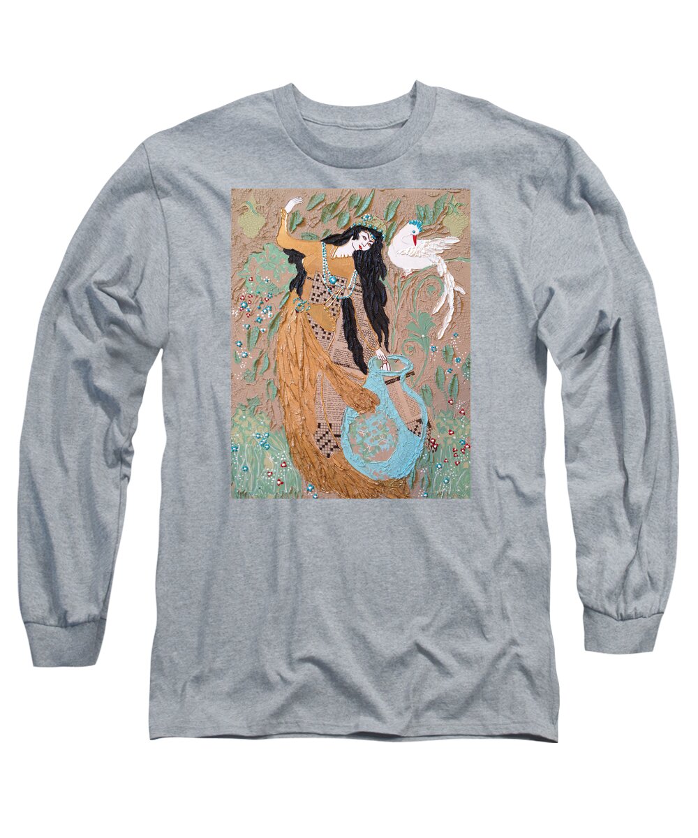 Persian Long Sleeve T-Shirt featuring the painting Persian painting 3D by Sima Amid Wewetzer