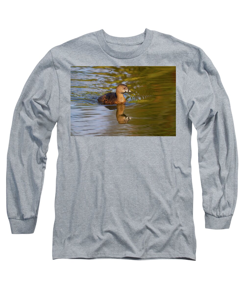 Mark Miller Photos Long Sleeve T-Shirt featuring the photograph Pied-billed Grebe in Golden Light by Mark Miller
