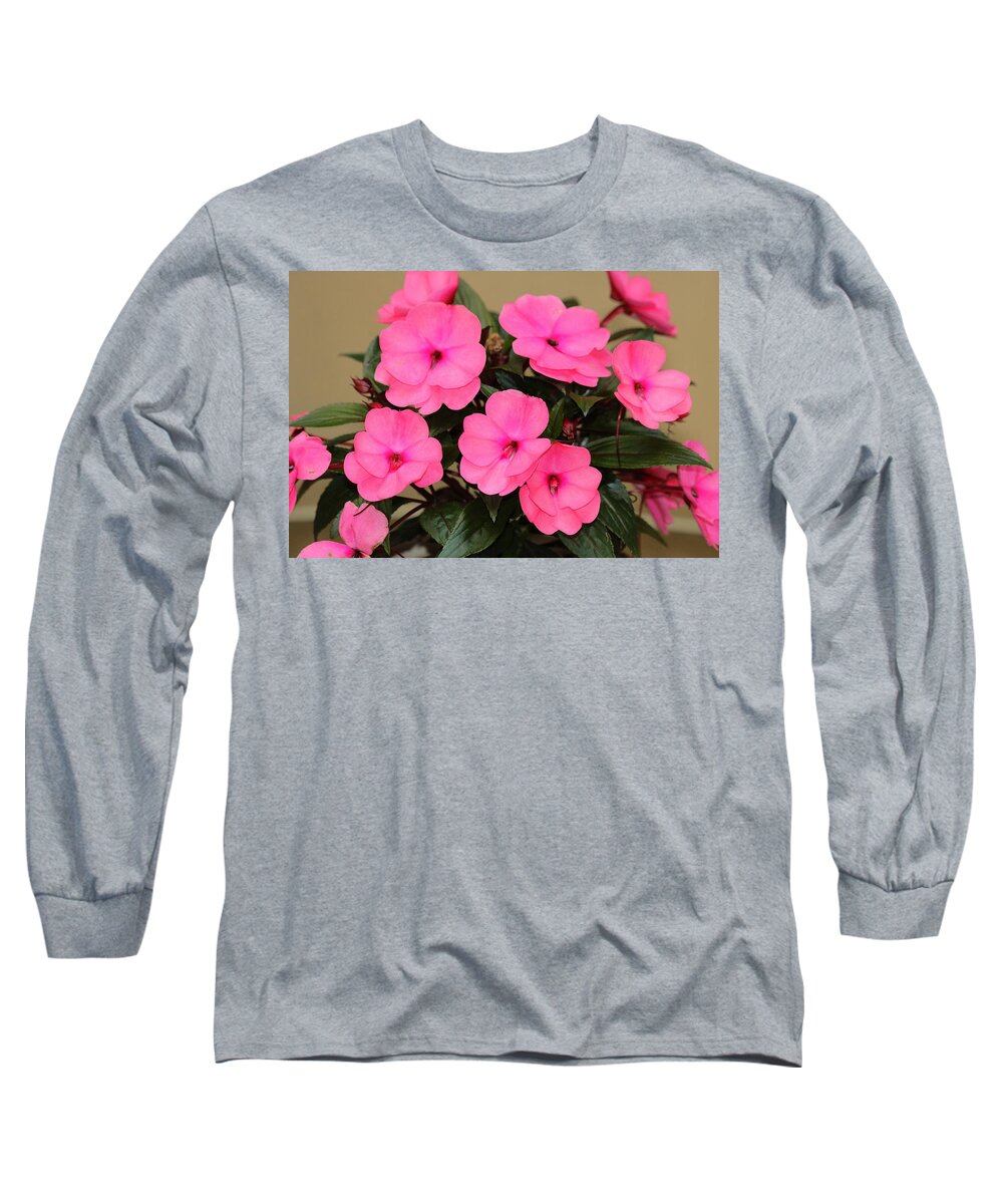 Nature Long Sleeve T-Shirt featuring the photograph Pink Impatiens by Sheila Brown