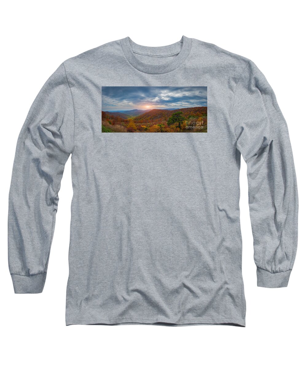 Pinnacles Overlook Long Sleeve T-Shirt featuring the photograph Pinnacles Overlook Shenandoah NP Panorama by Michael Ver Sprill
