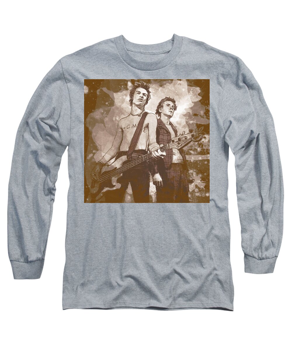 Sex Pistols Long Sleeve T-Shirt featuring the digital art Pistols by Kurt Ramschissel