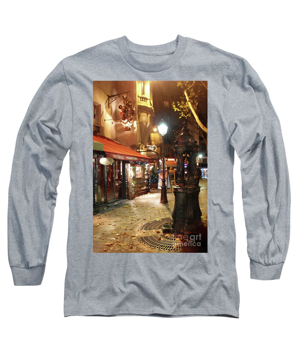 Paris Long Sleeve T-Shirt featuring the photograph Place St Michel to Rue Saint-Andre des Arts by Felipe Adan Lerma