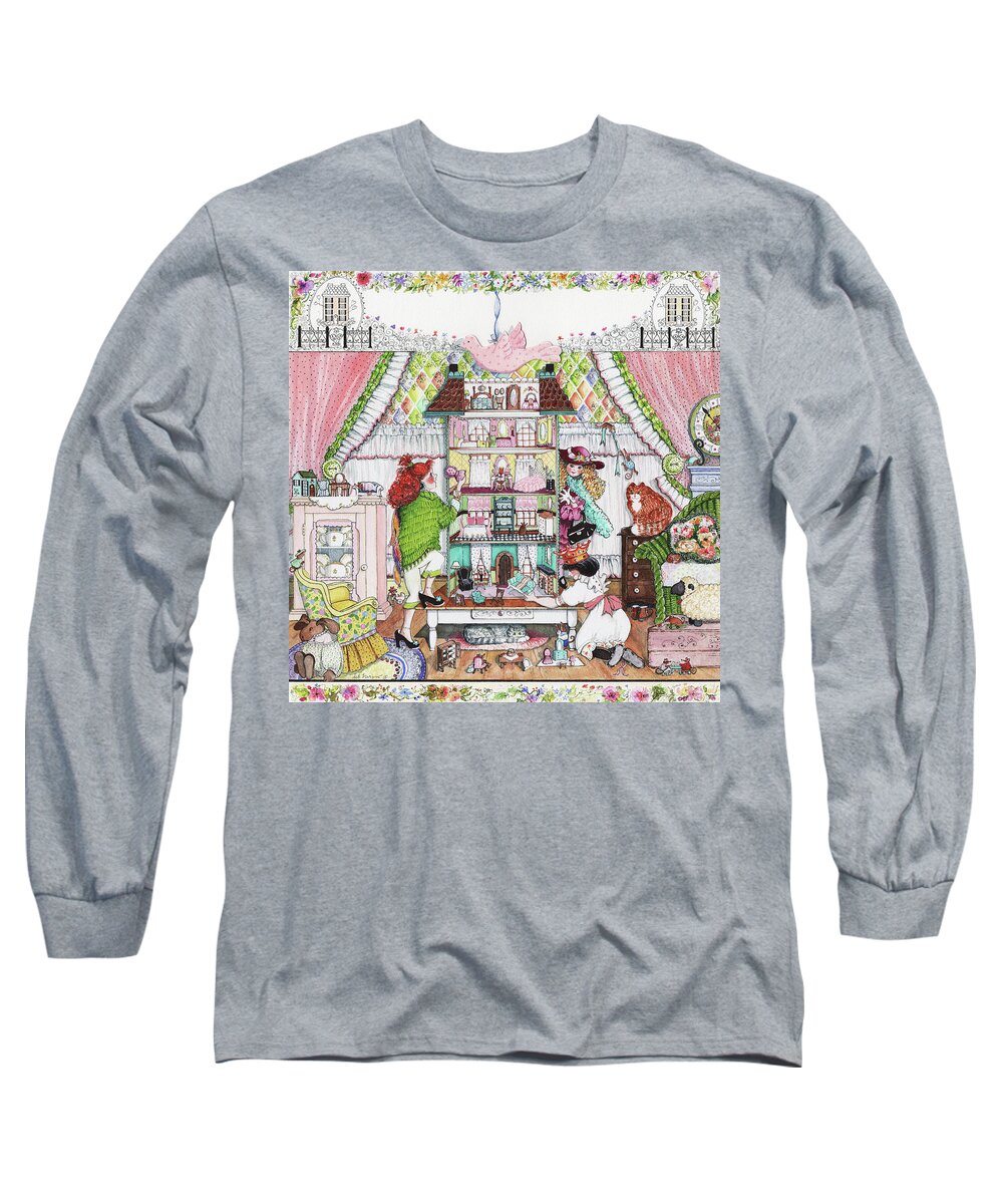 Dollhouse Long Sleeve T-Shirt featuring the painting Playing House by Deborah Burow
