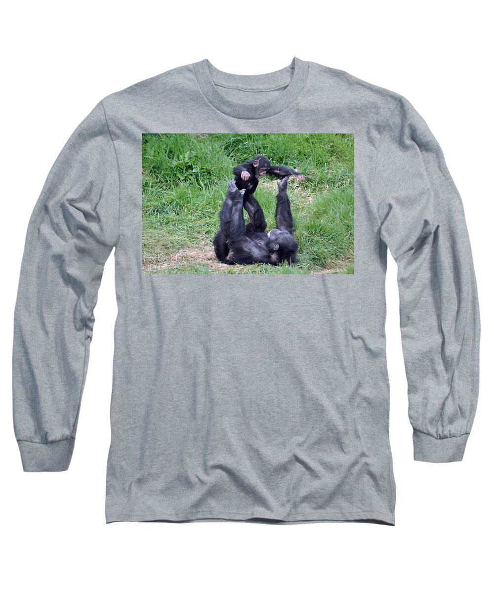 Monkey Long Sleeve T-Shirt featuring the photograph Playtime by John Hughes