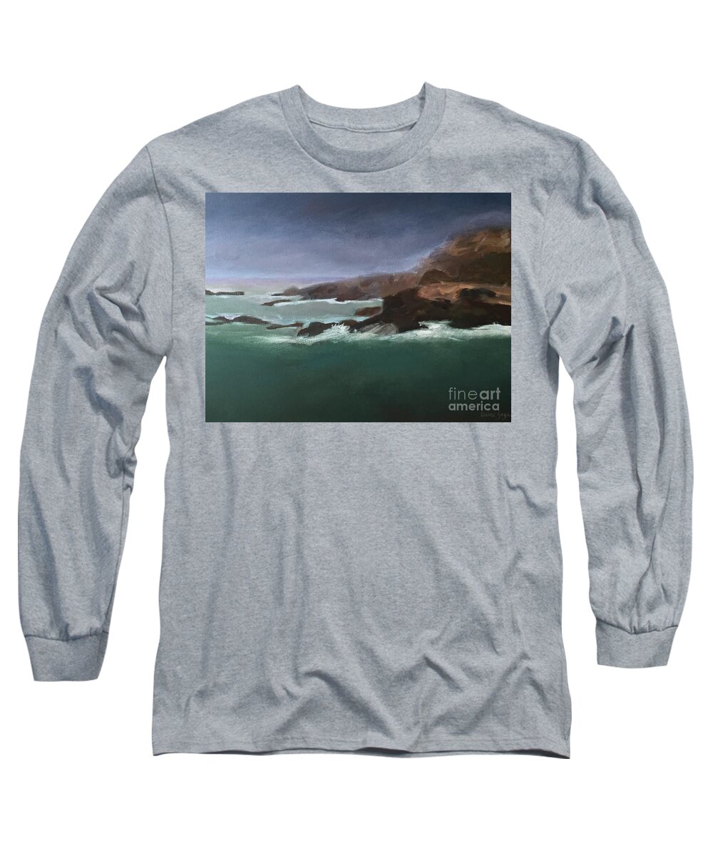 Marine Long Sleeve T-Shirt featuring the painting Point Lobos Monterey by Claire Gagnon