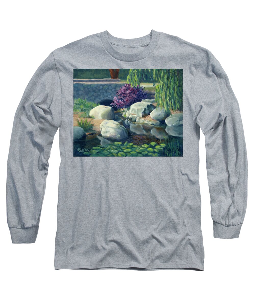 Pond Long Sleeve T-Shirt featuring the painting Pond of Reflection by Sandy Fisher