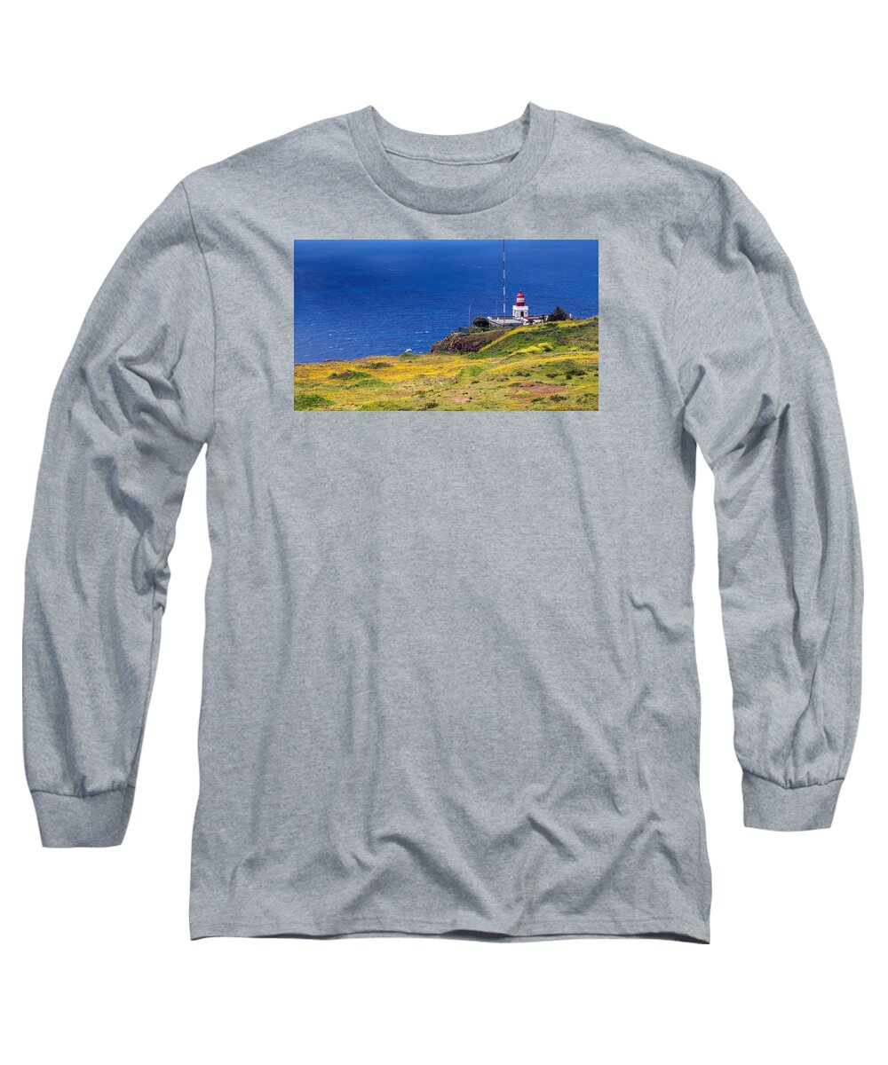 Madeira Long Sleeve T-Shirt featuring the photograph Ponta do Pargo lighthouse by Claudio Maioli