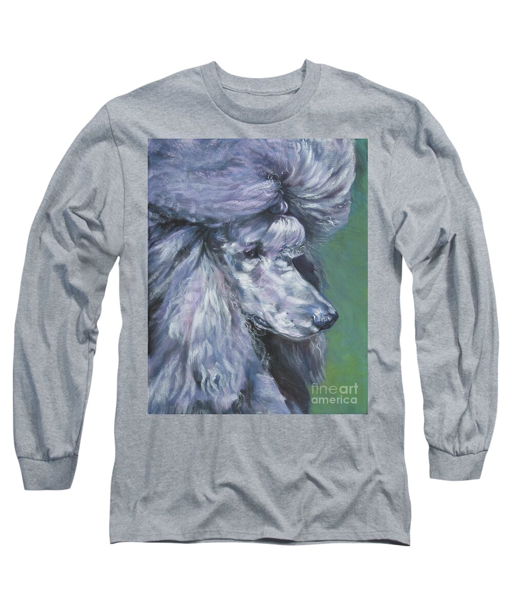 Poodle Long Sleeve T-Shirt featuring the painting Poodle silver by Lee Ann Shepard