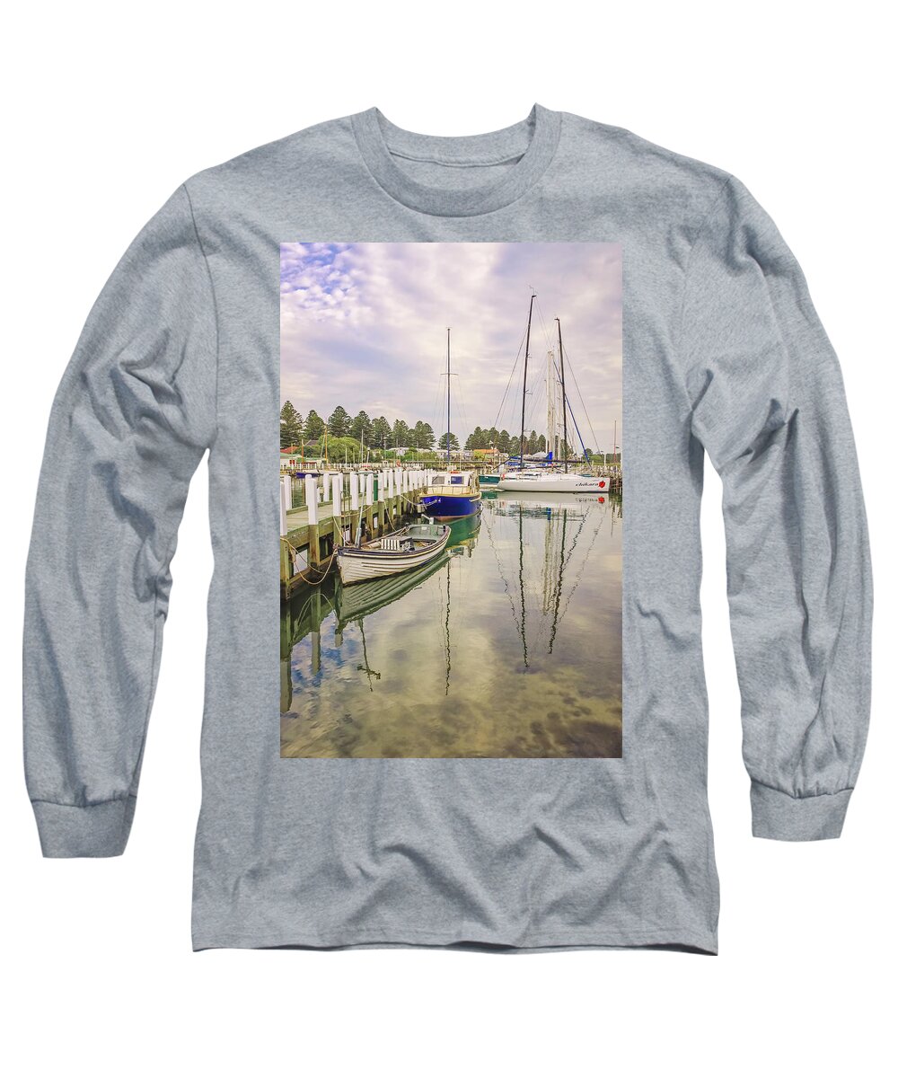 Boat Long Sleeve T-Shirt featuring the photograph Port Fairy Reflections by Tony Crehan