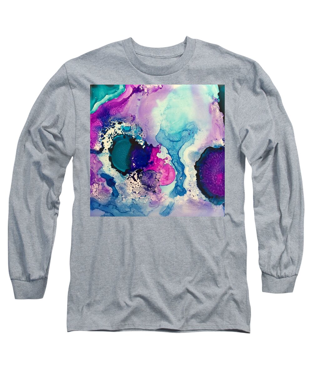Abstract Long Sleeve T-Shirt featuring the painting Precipice by Tara Moorman